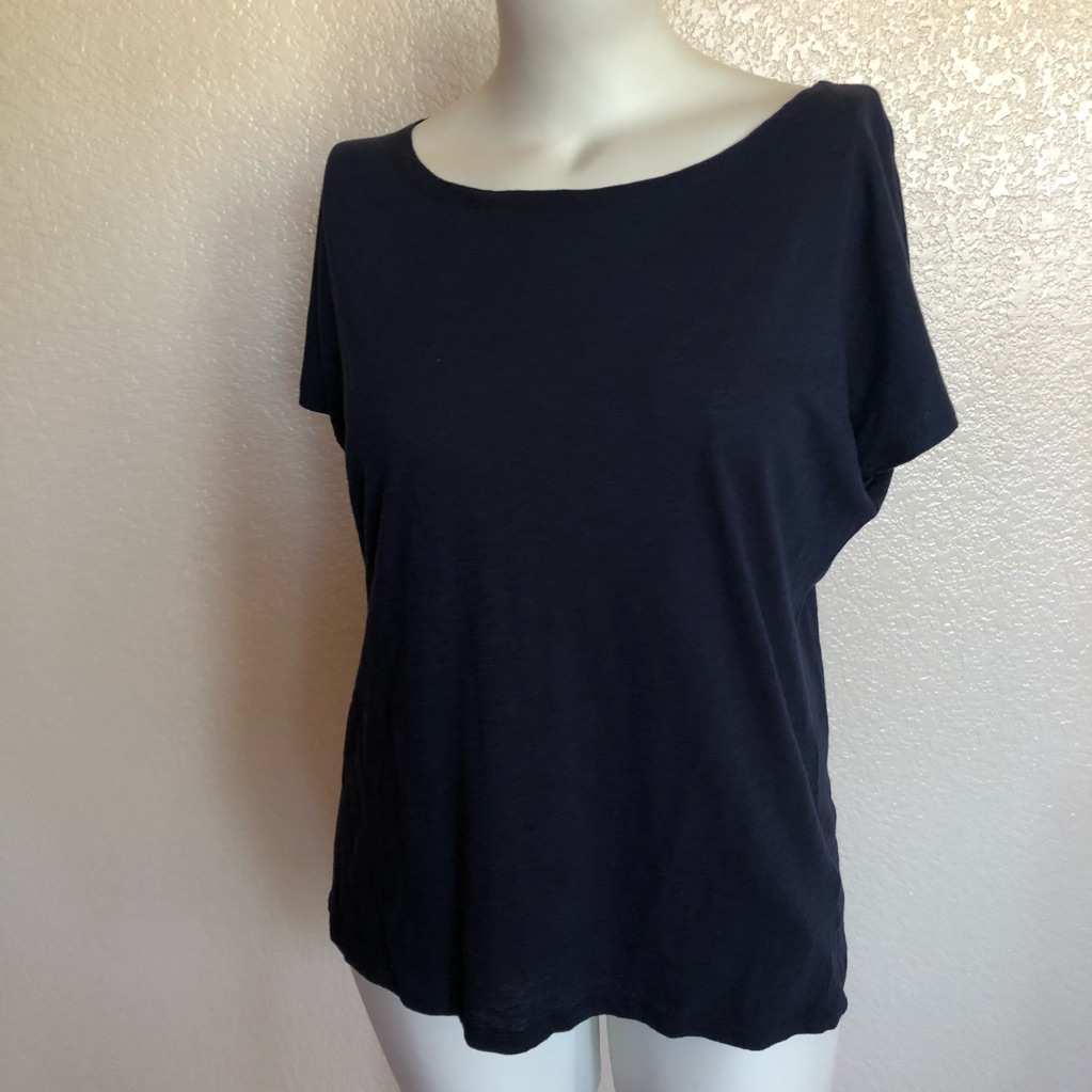 Brooks Brothers Navy Blue Knit Tee Top L New